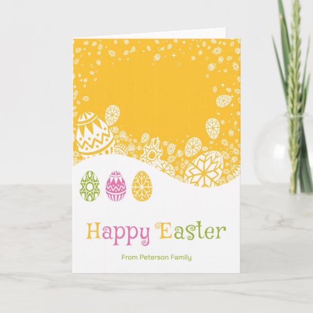 Cute Retro Colourful Easter Eggs-Happy Easter Holiday Card (Front)