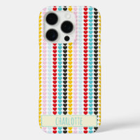 Cute Retro Colourful Hearts Pattern Personalised