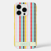 Cute Retro Colourful Hearts Pattern Personalised