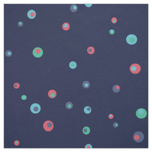 Cute retro colourful indigo blue polka dots fabric