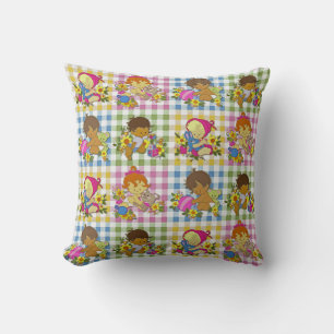 Cute Retro Colourful Patchwork Plaid Baby Shower Cushion