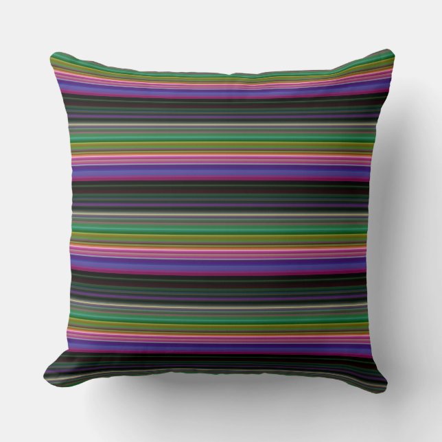 Cute retro colourful stripes cushion (Front)