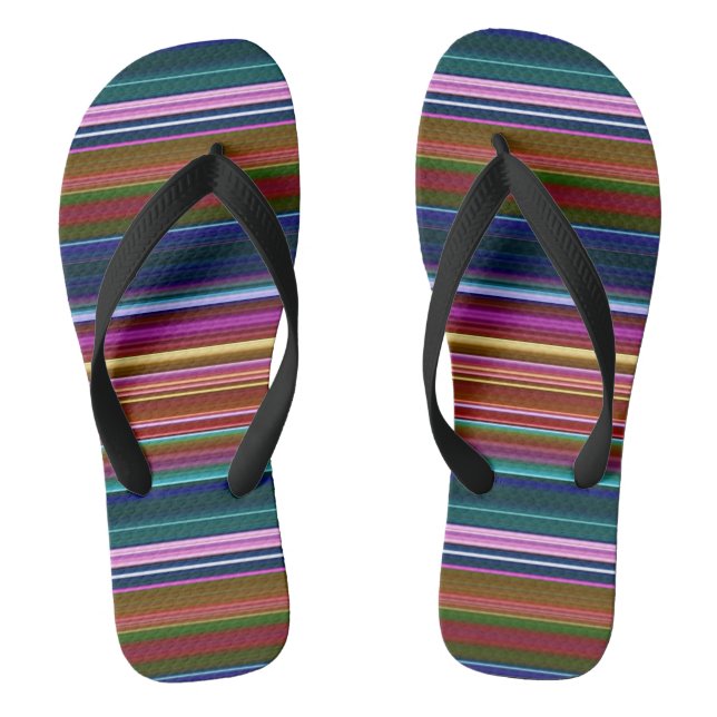 Cute retro colourful stripes flip flops (Footbed)