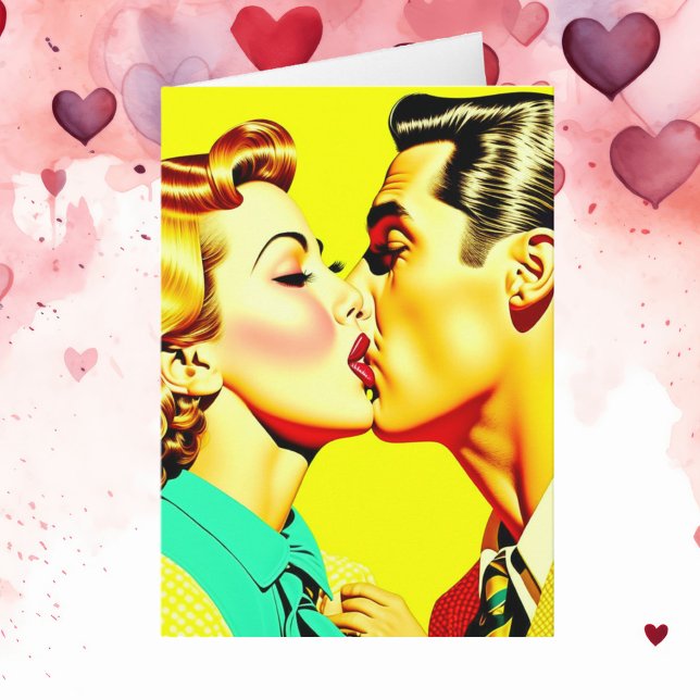 Cute Retro Couple Kissing Valentine's Day  Card (Creator Uploaded)