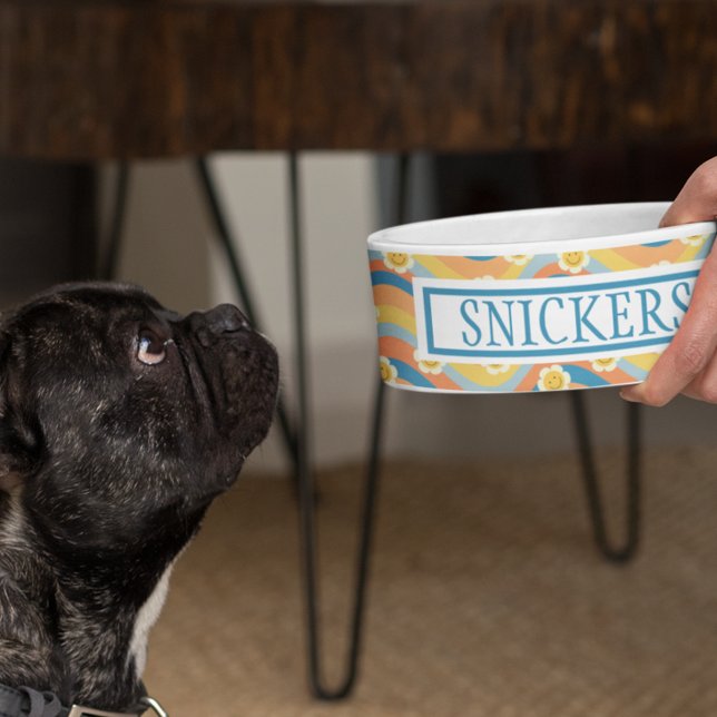 Cute Retro Daisy Flower Personalised Name   Bowl (Creator Uploaded)