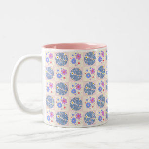 cute Retro Daisy Flowers Pattern Boho Floral  Two-Tone Coffee Mug