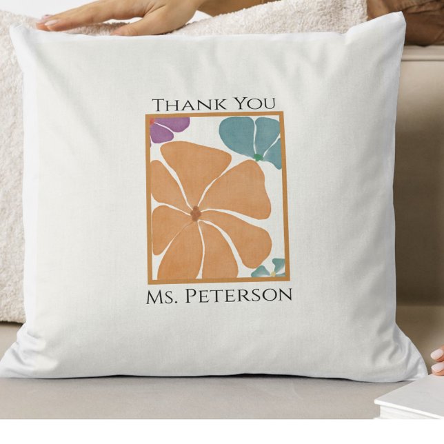Cute Retro Daisy Teacher Gift Throw Pillow (Cute Retro Daisy Teacher Thank You Throw Pillow)