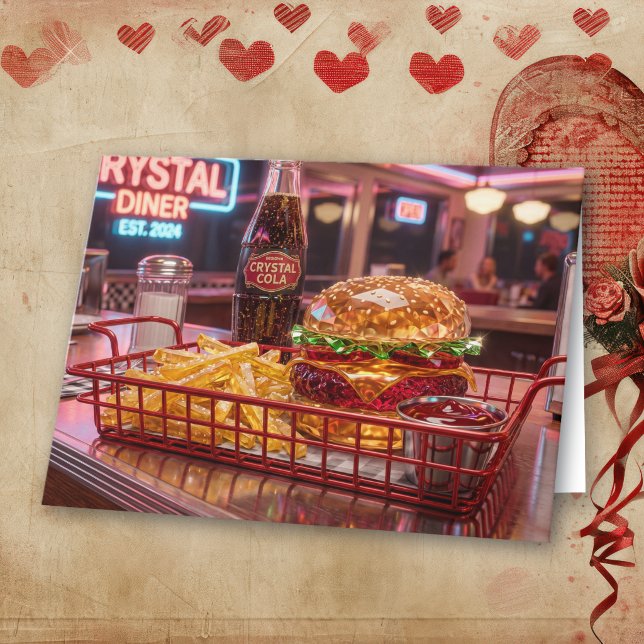 Cute Retro Diner Happy Anniversary Card (Creator Uploaded)