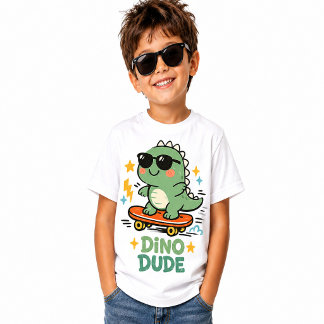 Cute Retro Dinosaur Skater / Dino Dude Skateboard Toddler T-Shirt