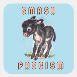 Cute Retro Donkey- Smash Fascism Square Sticker