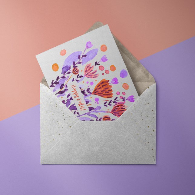 Cute retro doodle flowers Easter card (Creator Uploaded)