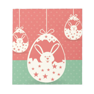 Cute retro Easter bunny and Easter egg Notepad