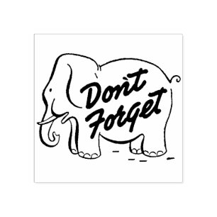 Cute Retro Elephant Don't Forget Rubber Stamp