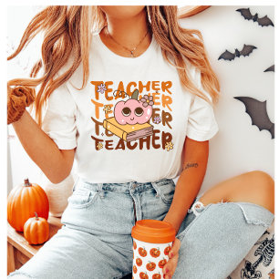 Cute Retro Fall Teacher Pumpkin Halloween T-Shirt