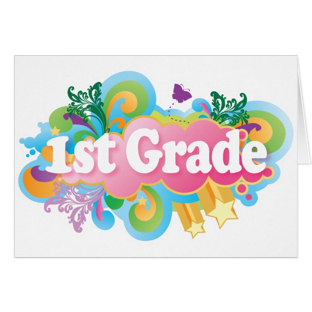 Cute Retro First Grade (Front Horizontal)