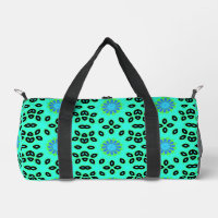 Cute Retro Floral Lime Green Aqua & Blue