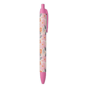 Cute Retro Floral Pattern Black Ink Pen