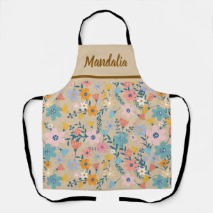 Cute Retro Floral Pattern Kitchen Apron