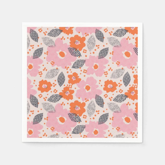 Cute Retro Floral Pattern Napkin (Front)