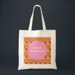 Cute Retro Floral Pink Orange Bat Mitzvah Custom Tote Bag<br><div class="desc">Cute Retro Groovy Floral Pink Orange Bat Mitzvah Custom Tote Bag</div>