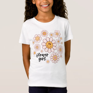 Cute Retro Flower Girl, Groovy Daisy Florals T-Shirt