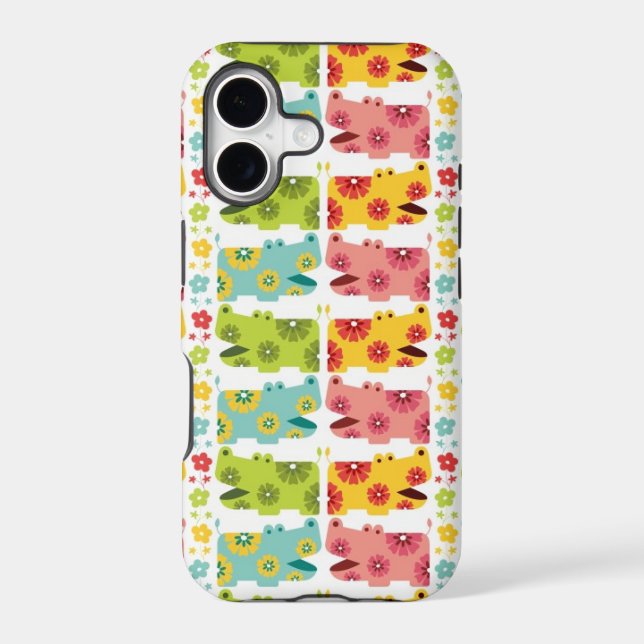 cute retro flower hippie hippos pattern (Back)