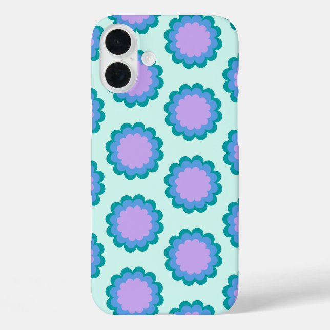 Cute Retro Flower Pattern in Mint and Purple  Case-Mate iPhone Case (Back)
