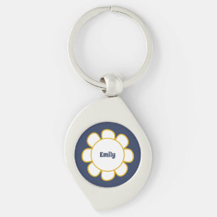 Cute Retro Flower Personalised Key Ring