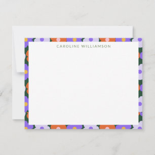Cute Retro Flower Purple Green Personalised Name Card