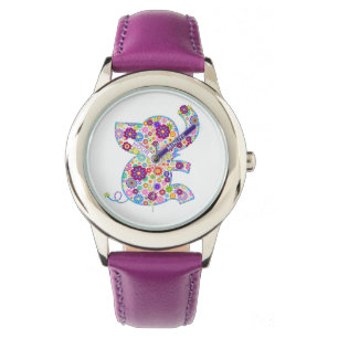 Cute Retro Flowers Cartoon Style Elephant Watch
