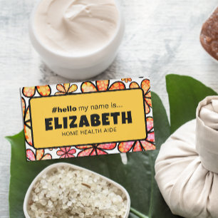 Cute Retro Flowers Hello My Name Is Nurse Magnetic Tag