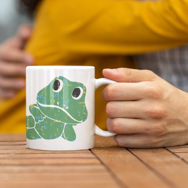 Cute Retro Frog Graphic Personalised Coffee Mug (Creator Uploaded)