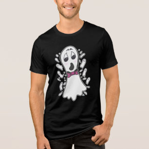 Cute Retro Ghost Fun Halloween Vintage Cartoon Tri-Blend Shirt