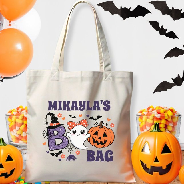 Cute Retro Ghost Halloween Trick Or Treat Boo Bag (Halloween Trick or Treat Boo Bag)