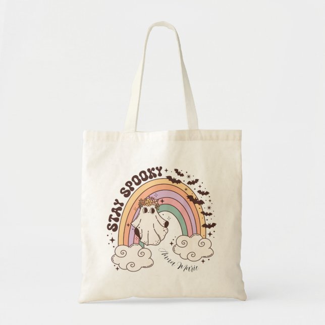 Cute Retro Ghost Stay Spooky Tote Bag (Front)