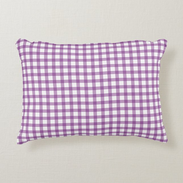 Cute Retro Gingham Plaid Purple Pattern Decorative Cushion (Front)