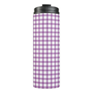 Cute Retro Gingham Plaid Purple Pattern Thermal Tumbler