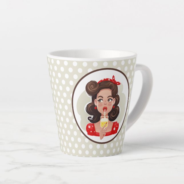 Cute Retro Girl Cocktail Latte Mug (Right Angle)