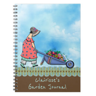 Cute Retro Girl Gardener - Personalised Notebook