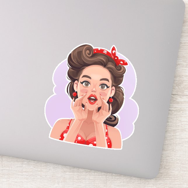 Cute Retro Girl Vinyl Stickers (Detail)