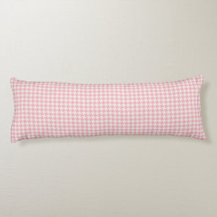 Cute retro girly pastel pink houndstooth pattern body cushion
