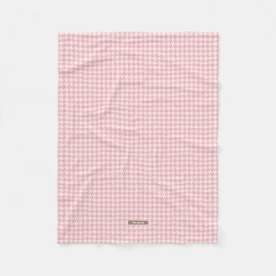Cute retro girly pastel pink houndstooth pattern fleece blanket
