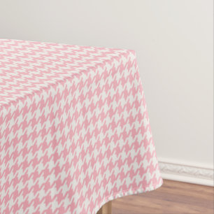 Cute retro girly pastel pink houndstooth pattern tablecloth