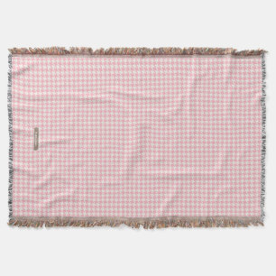 Cute retro girly pastel pink houndstooth pattern throw blanket