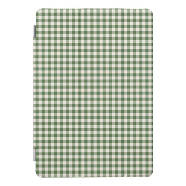 Cute Retro Green Gingham Plaid Pattern iPad Pro Cover (Front)