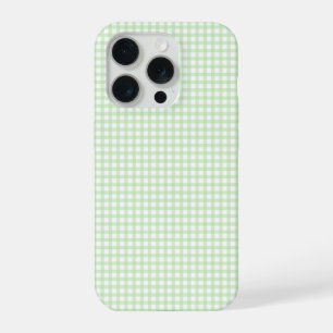 Cute Retro Green Gingham Plaid pattern iPhone 15 Pro Case
