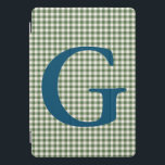 Cute Retro Green Gingham Plaid Pattern Monogram iPad Pro Cover<br><div class="desc">Cute Retro Green Gingham Plaid Pattern Monogram Case</div>