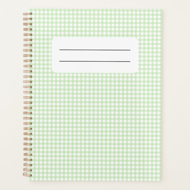 Cute Retro Green Gingham Plaid pattern Planner (Front)