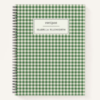 Cute Retro Green Gingham Plaid Personalised Recipe