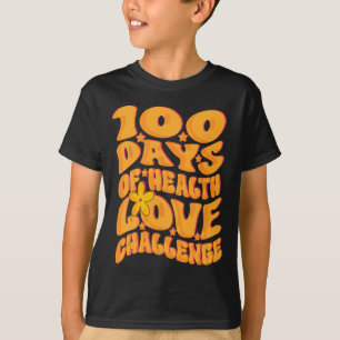 Cute Retro Groovy 100 Days Of Health Love Challeng T-Shirt